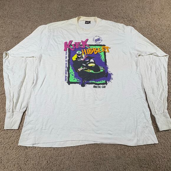 VTG 90s Arctic Cat Kirk Hibbert Snowmobile Racing ISOC Long Sleeve Mens Size XL - Picture 1 of 6
